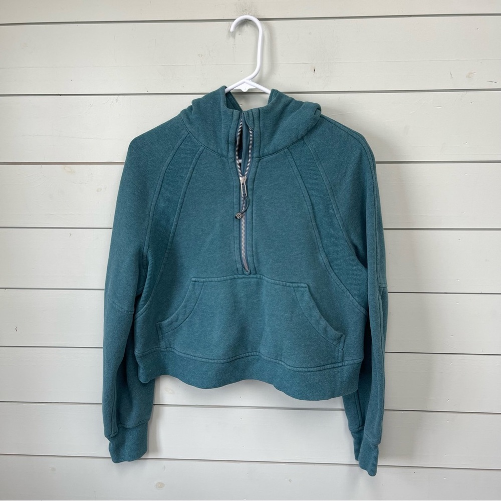 Lululemon‎ scuba oversized 1/2 zip cropped hoodie desert teal women’s size XS/S